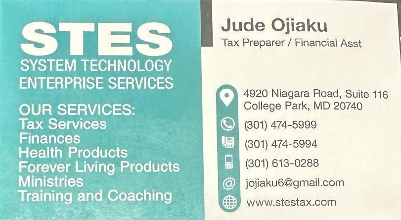 Business card with STES contact information